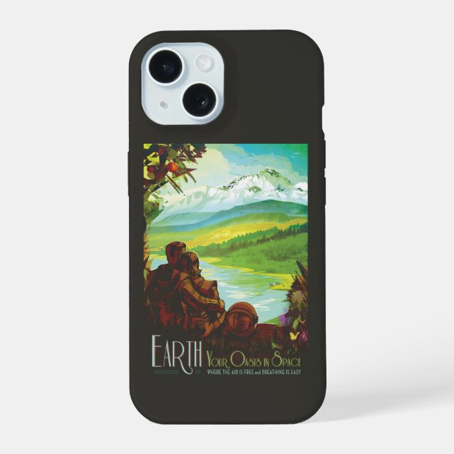 Retro Space Travel Poster-An Earth Science Mission iPhone 15 Case (Back)