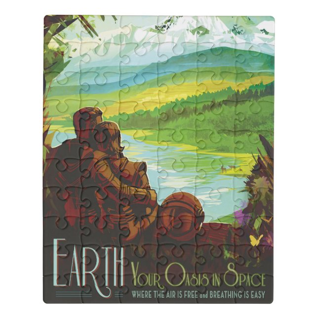 Retro Space Travel Poster-An Earth Science Mission Jigsaw Puzzle (Puzzle Vertical)