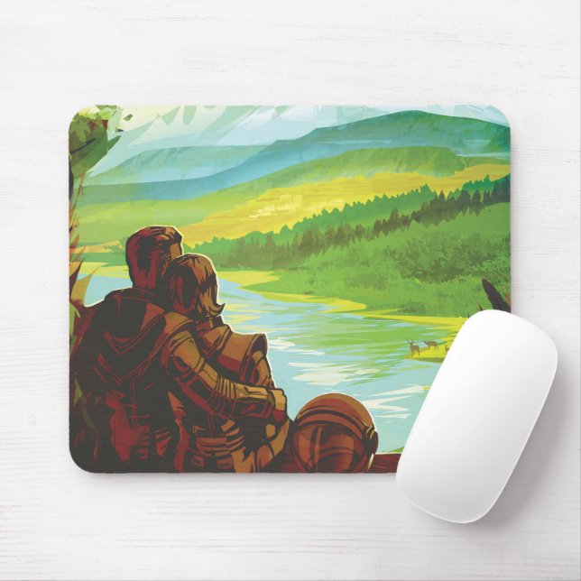 Retro Space Travel Poster-An Earth Science Mission Mouse Pad (With Mouse)