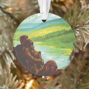 Retro Space Travel Poster-An Earth Science Mission Ornament