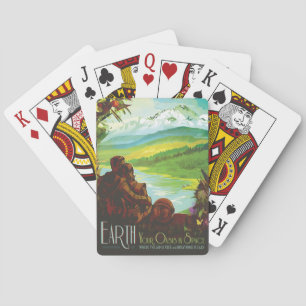 Retro Space Travel Poster-An Earth Science Mission Poker Cards