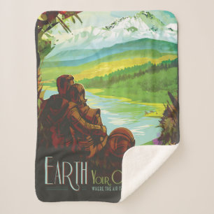 Retro Space Travel Poster-An Earth Science Mission Sherpa Blanket
