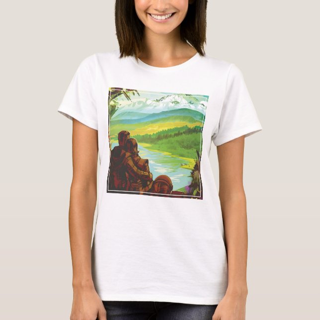 Retro Space Travel Poster-An Earth Science Mission T-Shirt (Front)