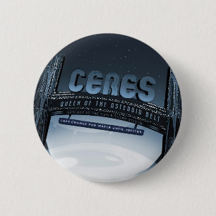 Retro Space Travel Poster-Dwarf Planet Ceres. Button