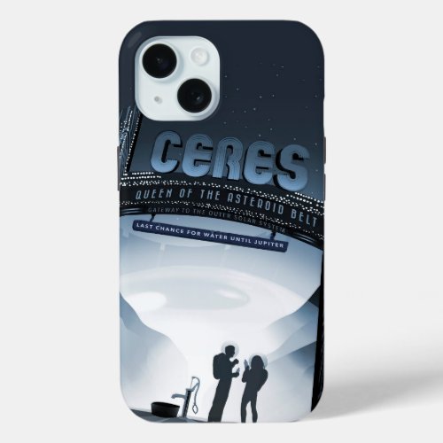 Retro Space Travel Poster_Dwarf Planet Ceres iPhone 15 Case