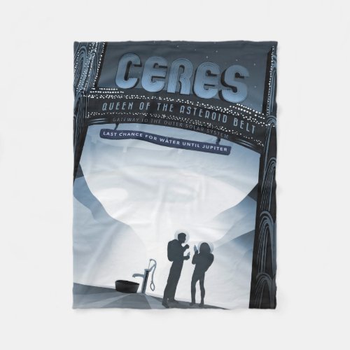 Retro Space Travel Poster_Dwarf Planet Ceres Fleece Blanket