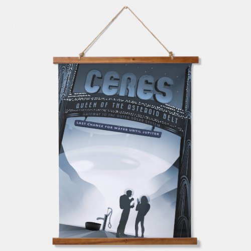 Retro Space Travel Poster_Dwarf Planet Ceres Hanging Tapestry