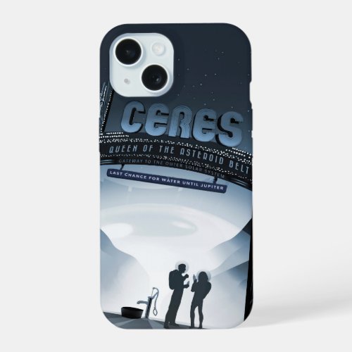 Retro Space Travel Poster_Dwarf Planet Ceres iPhone 15 Case
