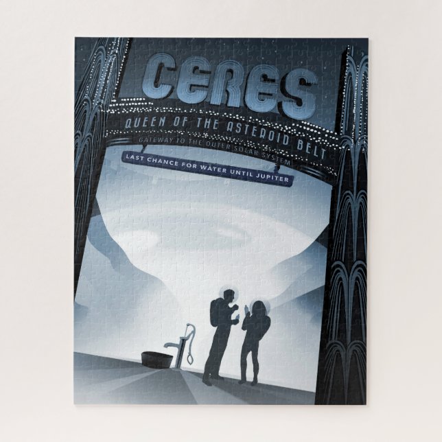 Retro Space Travel Poster-Dwarf Planet Ceres. Jigsaw Puzzle (Vertical)