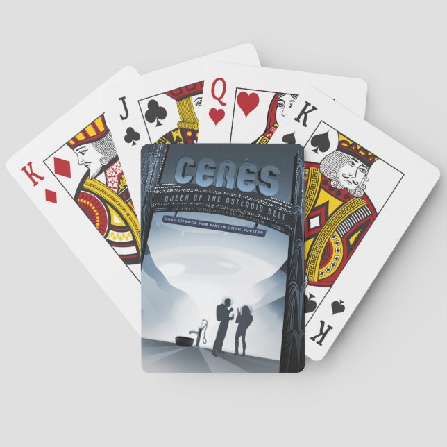 Retro Space Travel Poster-Dwarf Planet Ceres. Poker Cards (Back)