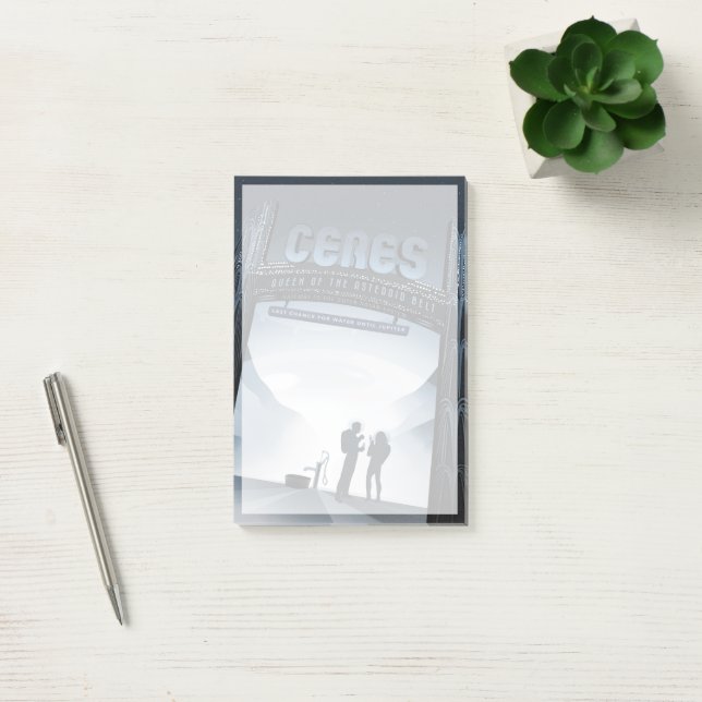 Retro Space Travel Poster-Dwarf Planet Ceres. Post-it Notes (Office)