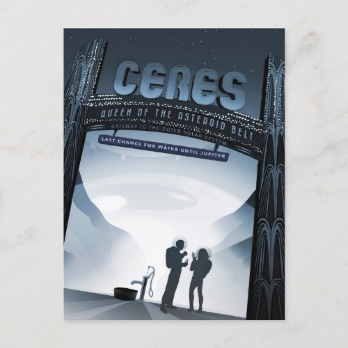 Retro Space Travel Poster_Dwarf Planet Ceres Postcard