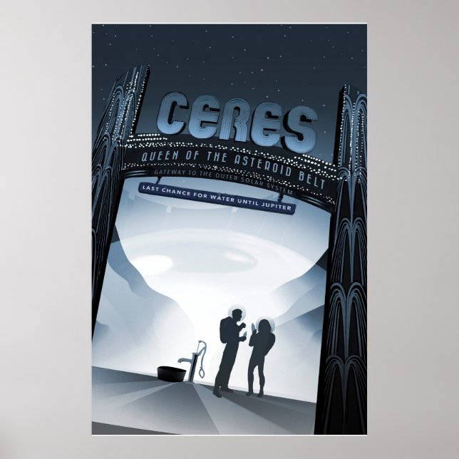 Retro Space Travel Poster-Dwarf Planet Ceres. Poster (Front)