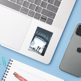 Retro Space Travel Poster-Dwarf Planet Ceres. Sticker