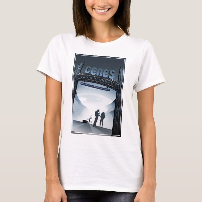 Retro Space Travel Poster-Dwarf Planet Ceres. T-Shirt (Front)