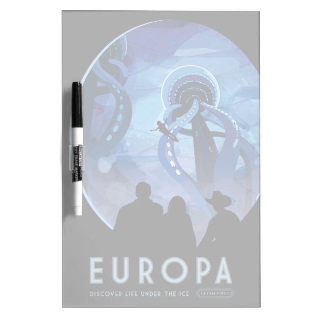 Retro Space Travel Poster- Jupiter's Moon Europa. Dry Erase Board (Front)