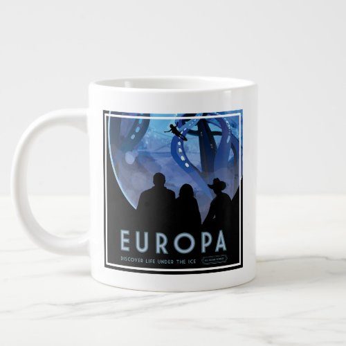 Retro Space Travel Poster_ Jupiters Moon Europa Giant Coffee Mug