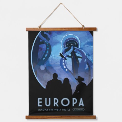 Retro Space Travel Poster_ Jupiters Moon Europa Hanging Tapestry