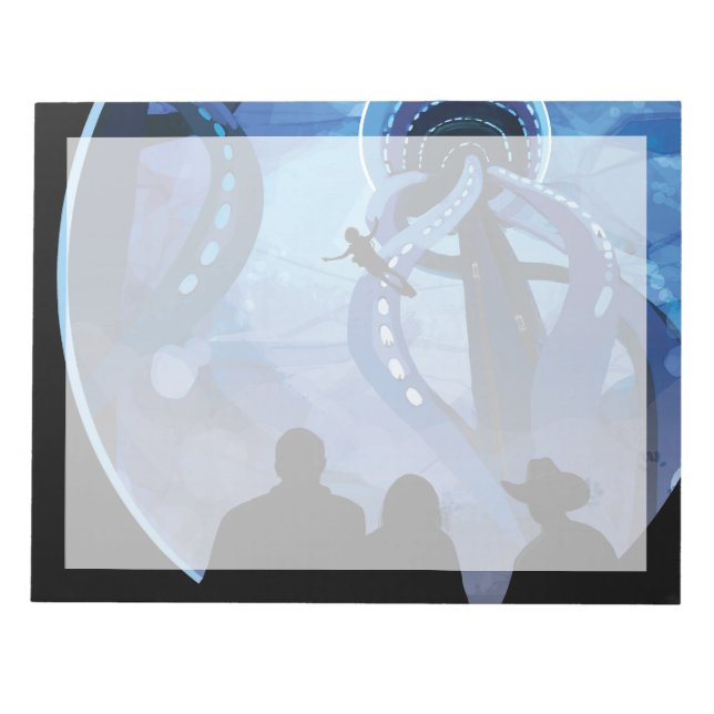 Retro Space Travel Poster- Jupiter's Moon Europa. Notepad (Front)