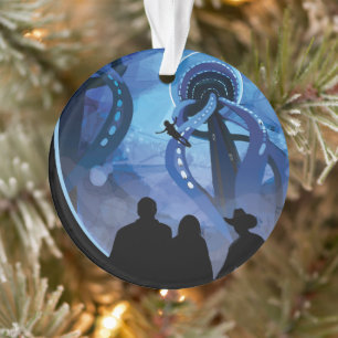 Retro Space Travel Poster- Jupiter's Moon Europa. Ornament