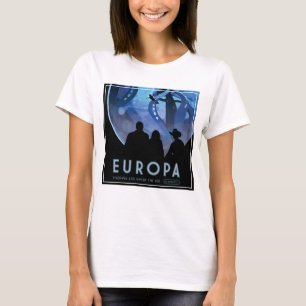 Retro Space Travel Poster- Jupiter's Moon Europa. T-Shirt