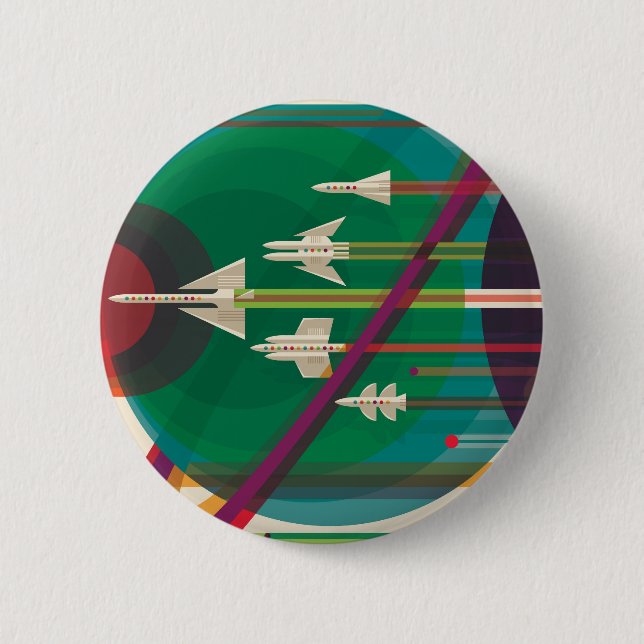 Retro Space Travel Poster- Solar System Grand Tour Button (Front)