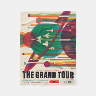 Retro Space Travel Poster- Solar System Grand Tour Fleece Blanket