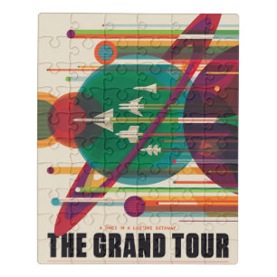 Retro Space Travel Poster- Solar System Grand Tour Jigsaw Puzzle