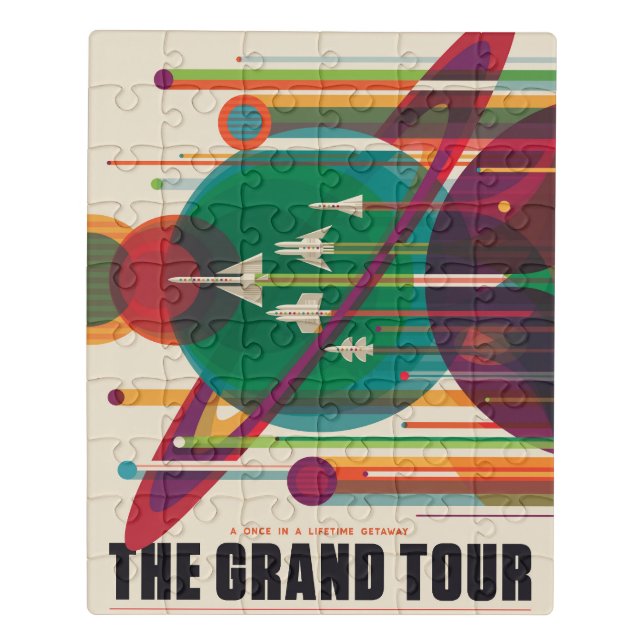 Retro Space Travel Poster- Solar System Grand Tour Jigsaw Puzzle (Puzzle Vertical)