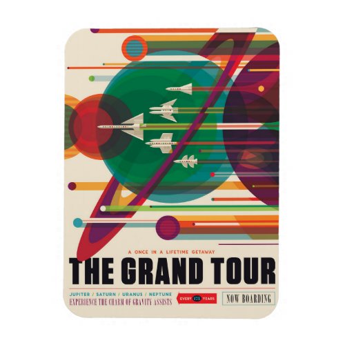 Retro Space Travel Poster_ Solar System Grand Tour Magnet