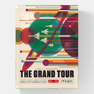 Retro Space Travel Poster- Solar System Grand Tour Paperweight