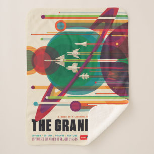 Retro Space Travel Poster- Solar System Grand Tour Sherpa Blanket
