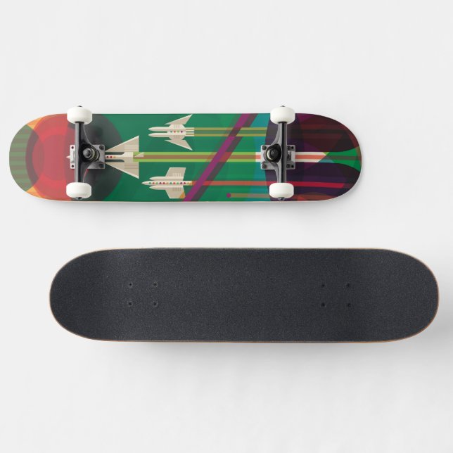 Retro Space Travel Poster- Solar System Grand Tour Skateboard (Horz)