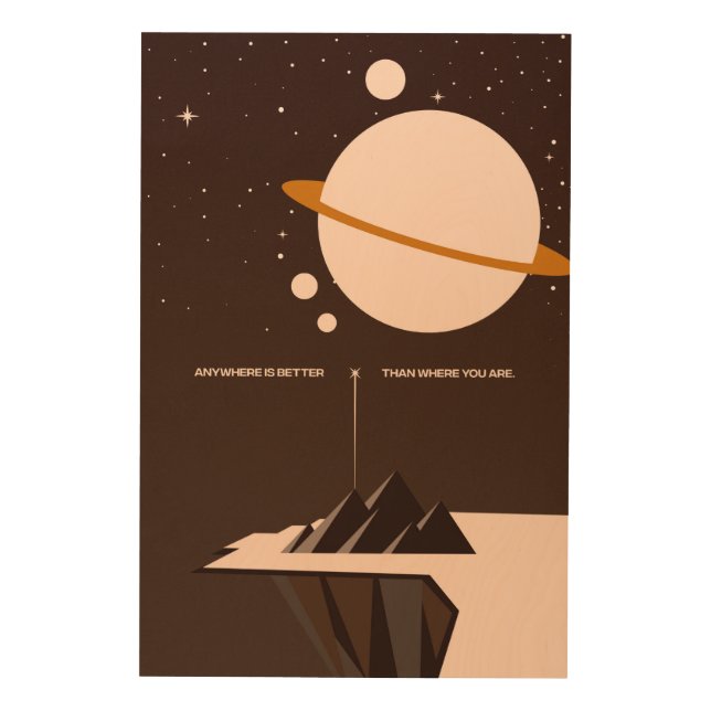 Retro Space Travel Psychedelic Midcentury Atomic Wood Wall Art (Front)