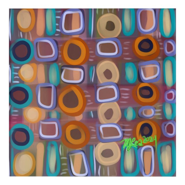 Retro Spaces Contemporary Expressionist Abstract Acrylic Print (Front)