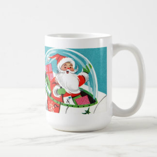 Retro Spaceship Santa Christmas Mug (full wrap)