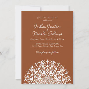 Retro Spanish Abstract Floral Mandala Wedding Invitation