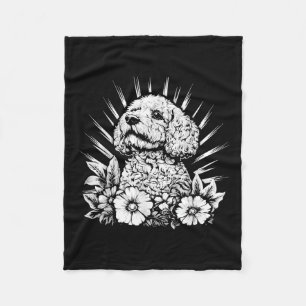 Retro Spanish Water Dog Lover Tattoo Style _1 Fleece Blanket