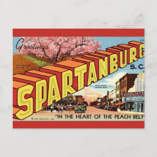 Retro Spartanburg SC Greeting Postcard