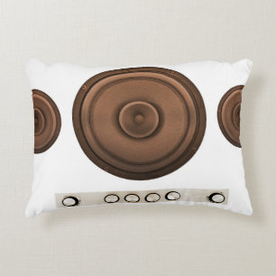 Retro speakers: brown, isolated white. accent pillow