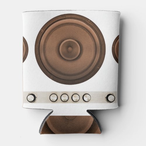 Retro speakers brown isolated white can cooler