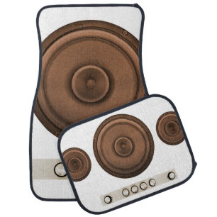 Retro speakers: brown, isolated white. car floor mat