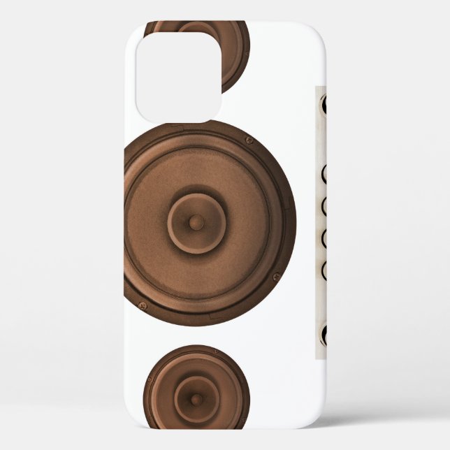 Retro speakers: brown, isolated white. Case-Mate iPhone case (Back)