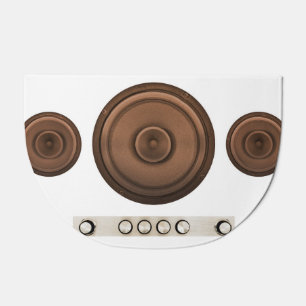 Retro speakers: brown, isolated white. doormat