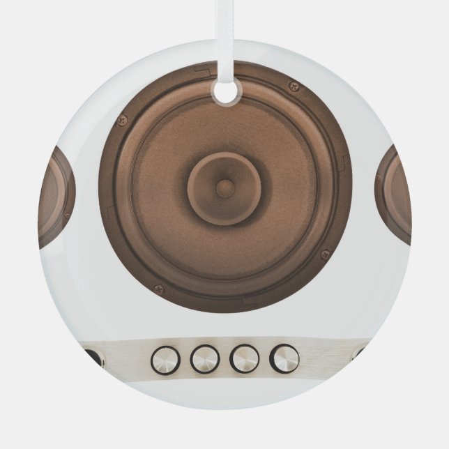 Retro speakers: brown, isolated white. glass ornament (Front)