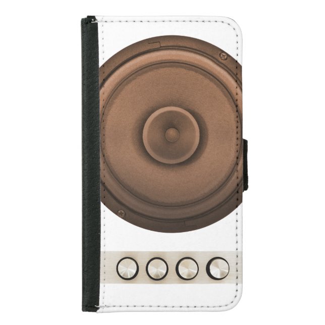 Retro speakers: brown, isolated white. samsung galaxy wallet case (Front)