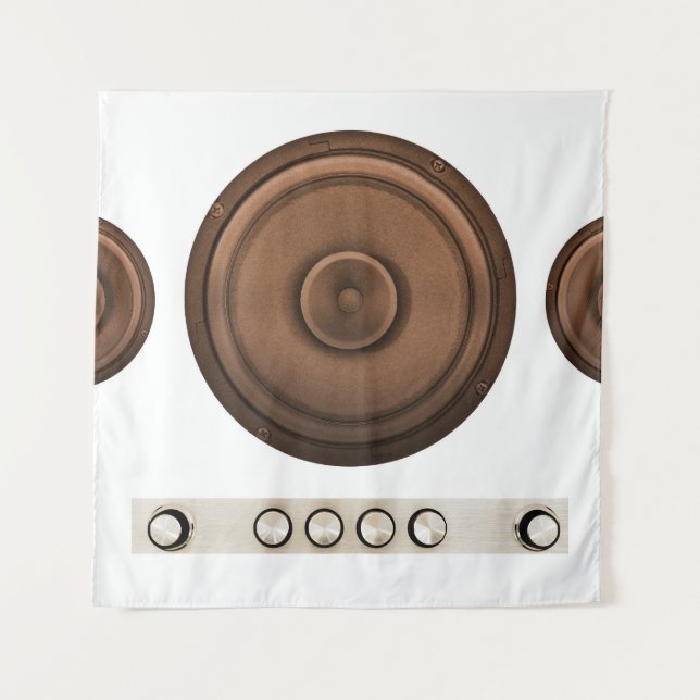 Retro speakers: brown, isolated white. tapestry (Front)