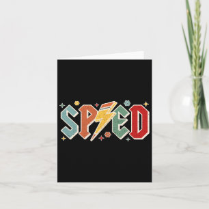 Retro Sped Teacher Pencil Lightning Bolt Back To S Card