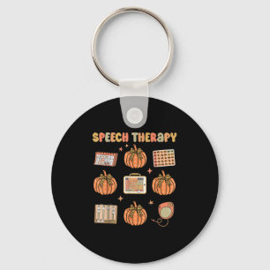 Retro Speech Therapy Slp Fall Pumpkin Speech Thera Keychain