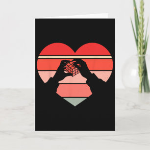 Retro Speed Cubing Heart Puzzle Cube Valentine Boy Card